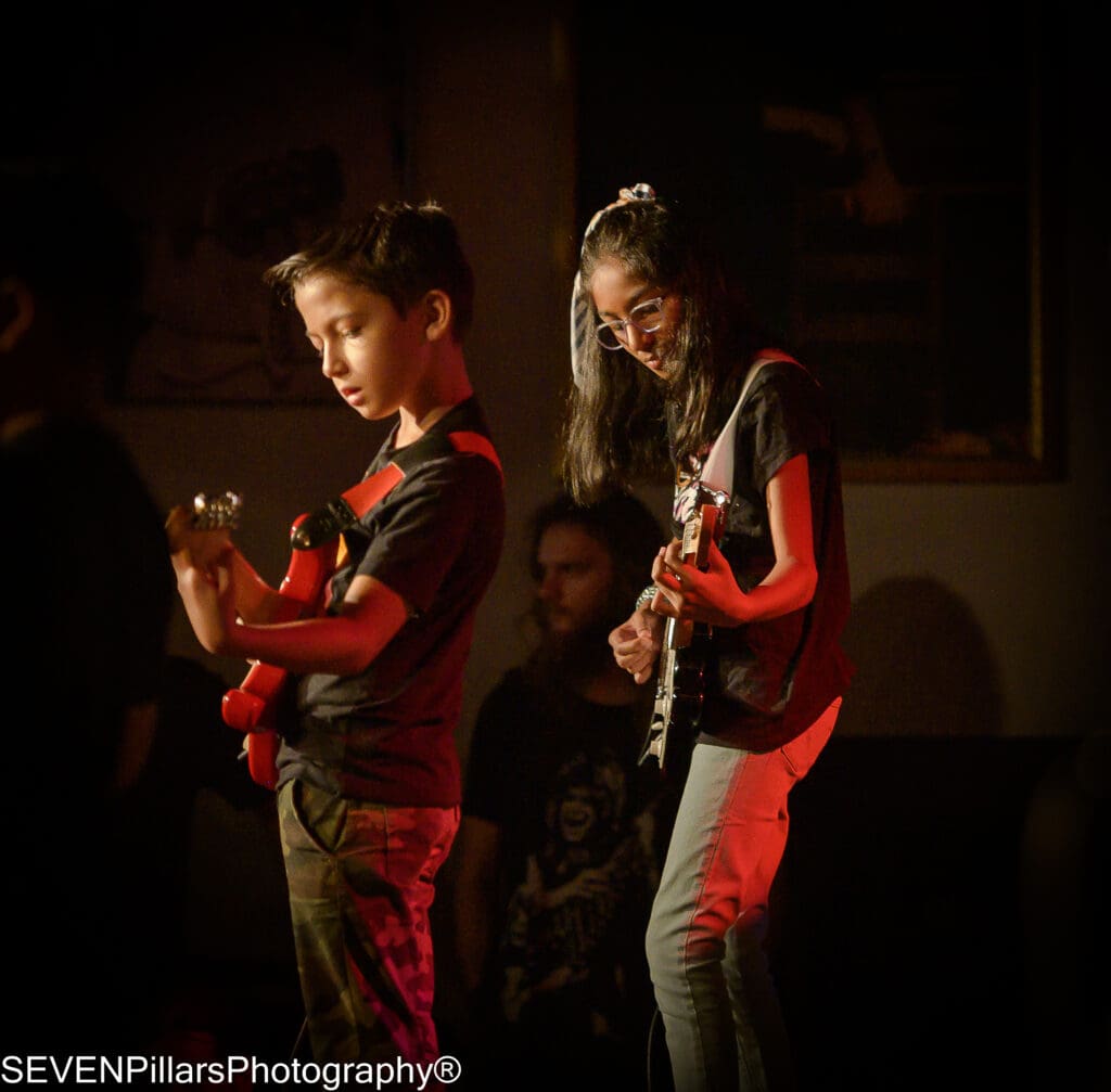focused young bassists