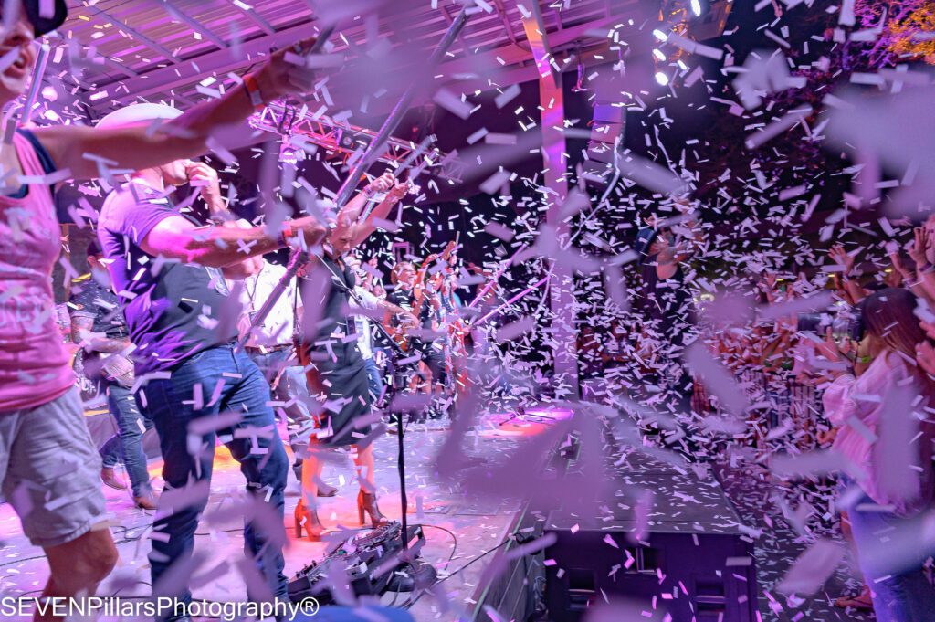 confetti covering the stage